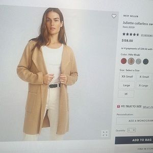 Jcrew Juliette collarless sweater blazer linen blend